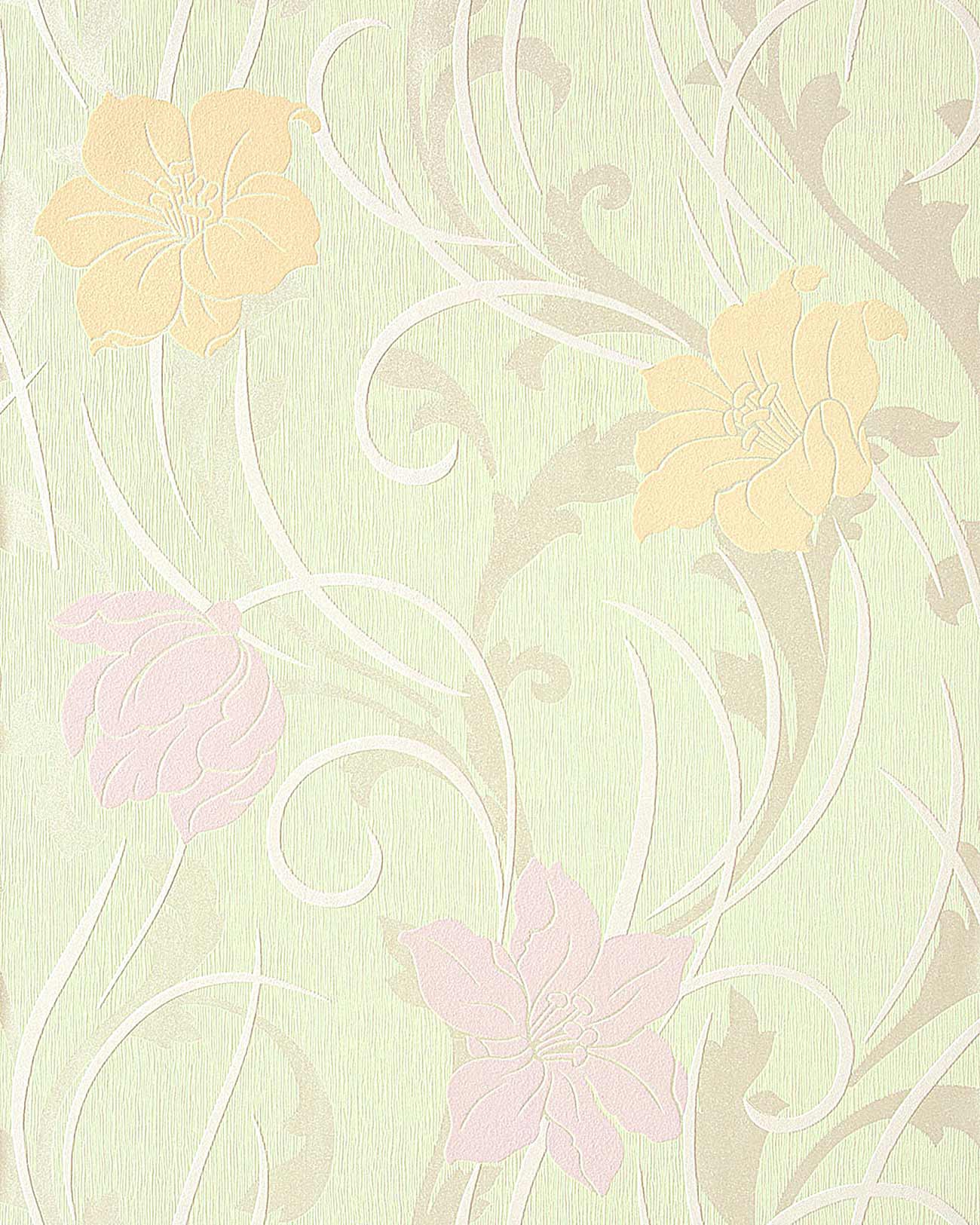 tapete wohnzimmer hell: 35 Stilvolle Blumen Floral Tapete hell-grün safran-gelb hell-violett tapete wohnzimmer hell: 35 Stilvolle Blumen Floral Tapete hell-grün safran-gelb hell-violett