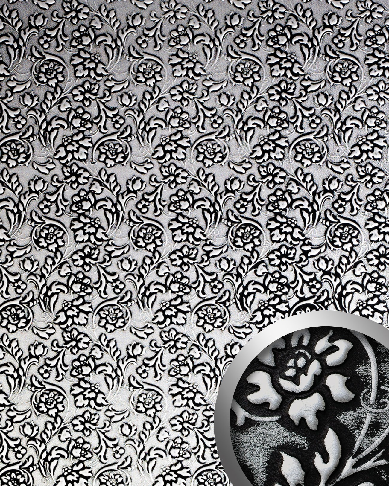 Selbstklebende Tapete Barock : Floral Blumen Wandpaneel WallFace 13412 FLORAL silber Original Selbstklebende Tapete Barock : Floral Blumen Wandpaneel WallFace 13412 FLORAL silber Original