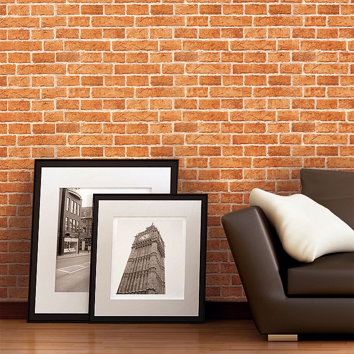 Retro Tapete Orange Braun : Shabby Rustic Look Brick Wallpaper Retro Tapete Orange Braun : Shabby Rustic Look Brick Wallpaper