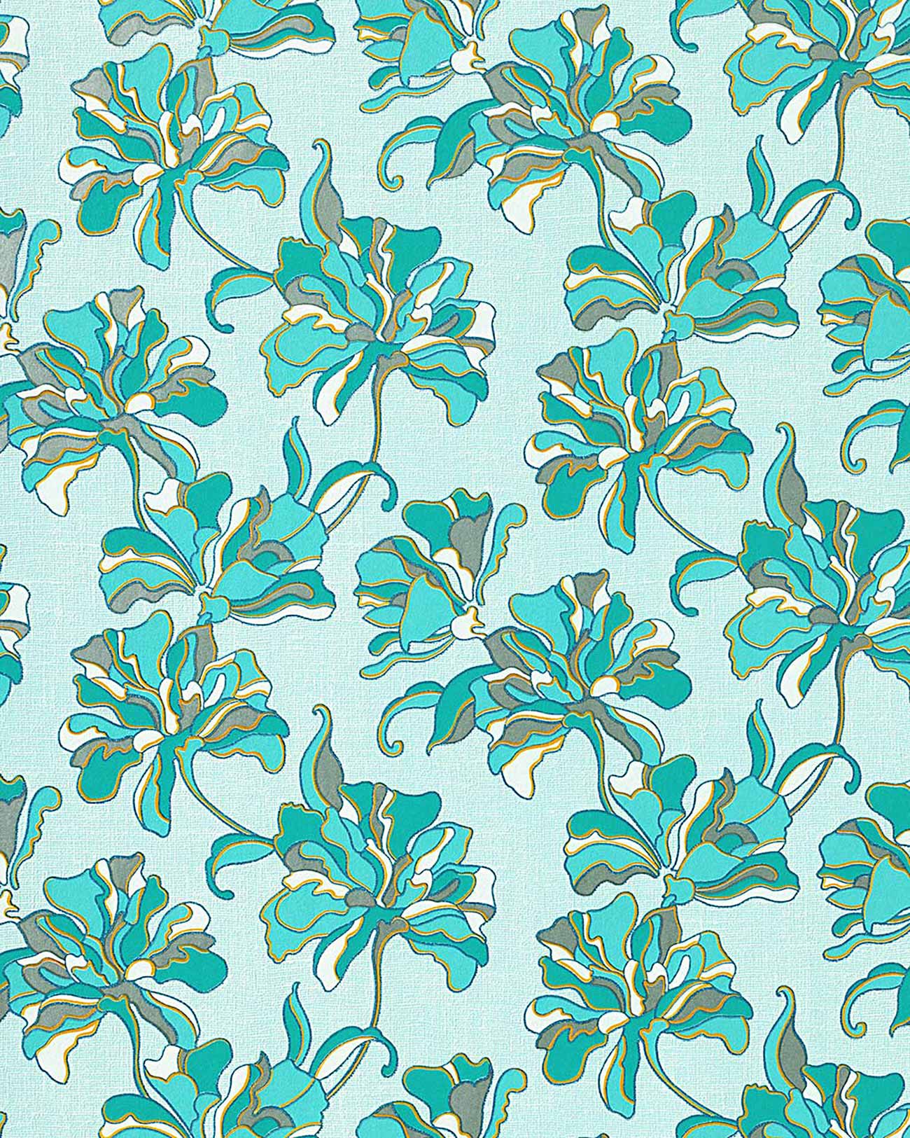 EDEM 072-22 wallpaper floral design flowers turquoise blue  EDEM 072-22 wallpaper floral design flowers turquoise blue